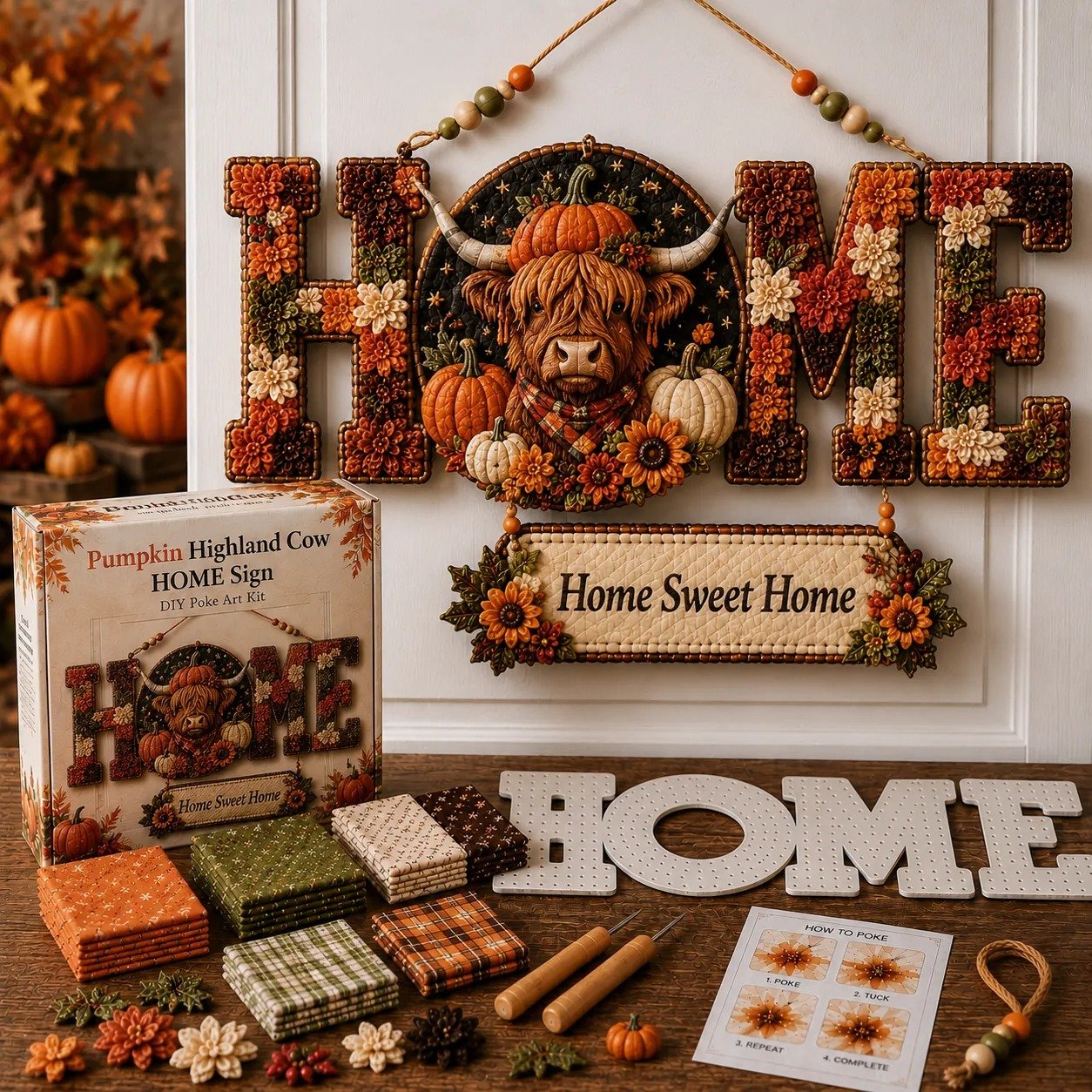 🔥49% Off Last Day - 🎄 ✨ DIY Fabric Poke Art HOME Sign Kit – No-Sew Seasonal Door & Wall Hanging Craft 🏡(📦Buy 2 Free Shipping)