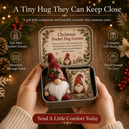 🔥 LAST DAY 49% OFF – 💌 Pocket Hug Gnome Comfort Gift Tin | Mini Plush Keepsake with Heartfelt Message, Matching Cushion & Protective Metal Case 🧸✨