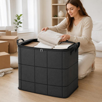 Large Capacity Foldable Storage Bag with Zipper | Waterproof Clothes, Blanket & Comforter Organizer