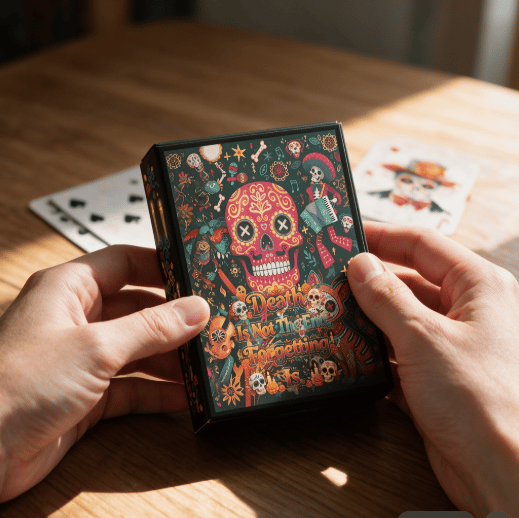 💀 Día de los Muertos Playing Cards – 54 Unique Skull Art Designs, Premium Blue Core Poker Deck