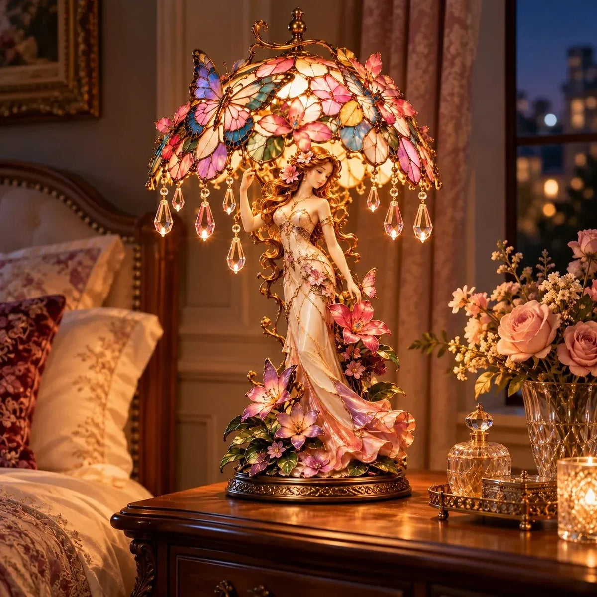 ⏳ Last Day 49% OFF – 🦋 Butterfly Blossom Fairy Light | Warm Floral Table Lamp with Crystal-Style Accents ✨