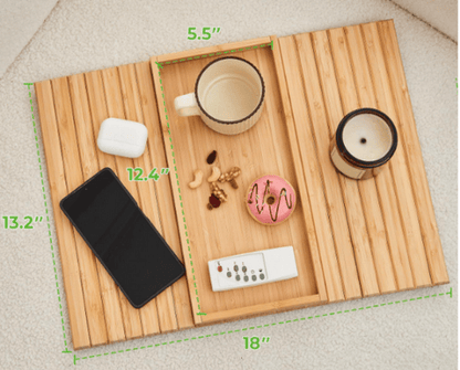 🛋️ Bamboo Sofa Arm Tray - Anti Falling Couch Arm Tray Table