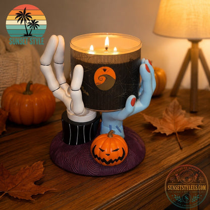 The Nightmare Before Christmas Jack Skellington & Sally Hands Candle Holder