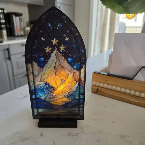 ✨ Fantasy Stained Glass Book Nook – Magical Candle Holder & Book Lover Decor