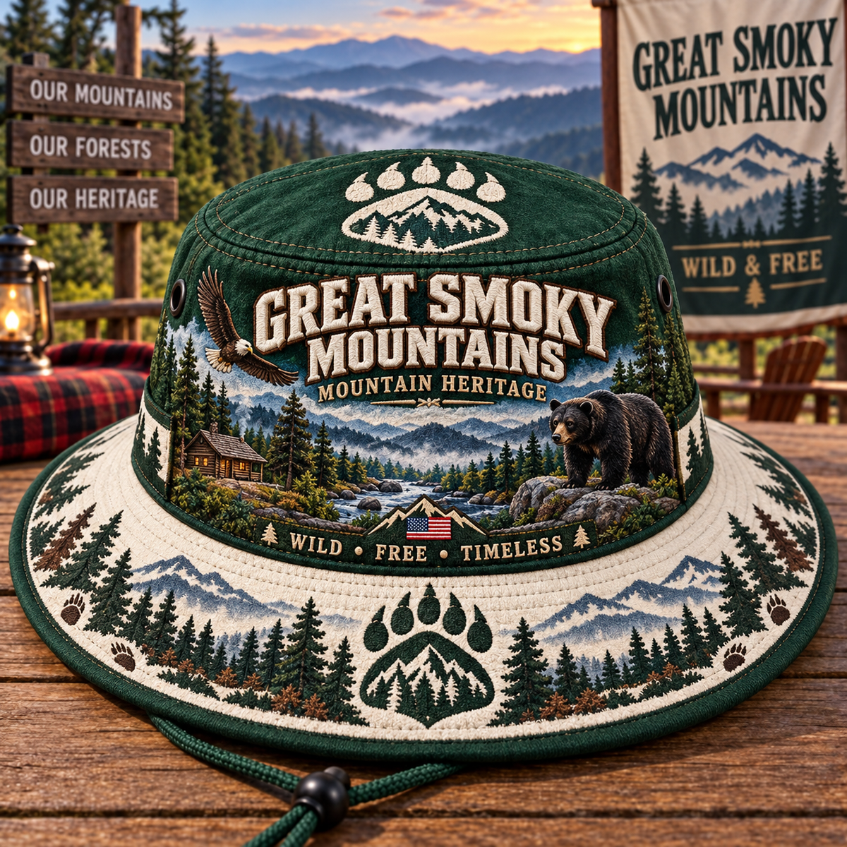 🐻🌲 Great Smoky Mountains Heritage Boonie Hat — Wild, Free & Timeless