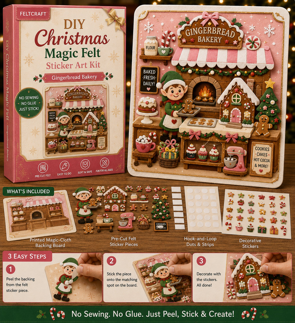 DIY Christmas Magic Felt Sticker Art Kit