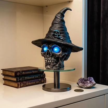 🧙‍♀️💀  Gothic Glowing Skull Witch Desktop Ornament