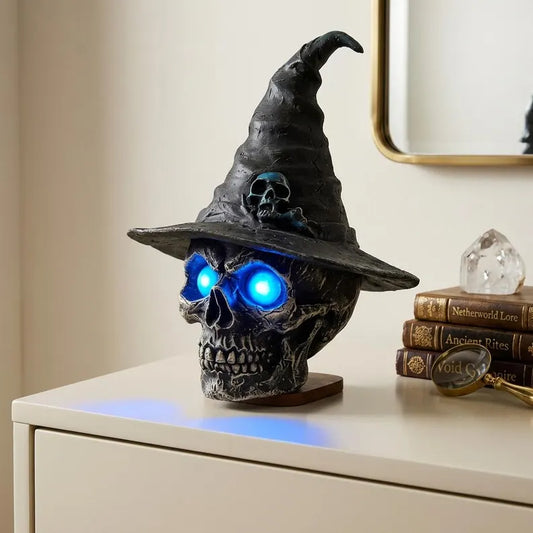 🧙‍♀️💀  Gothic Glowing Skull Witch Desktop Ornament