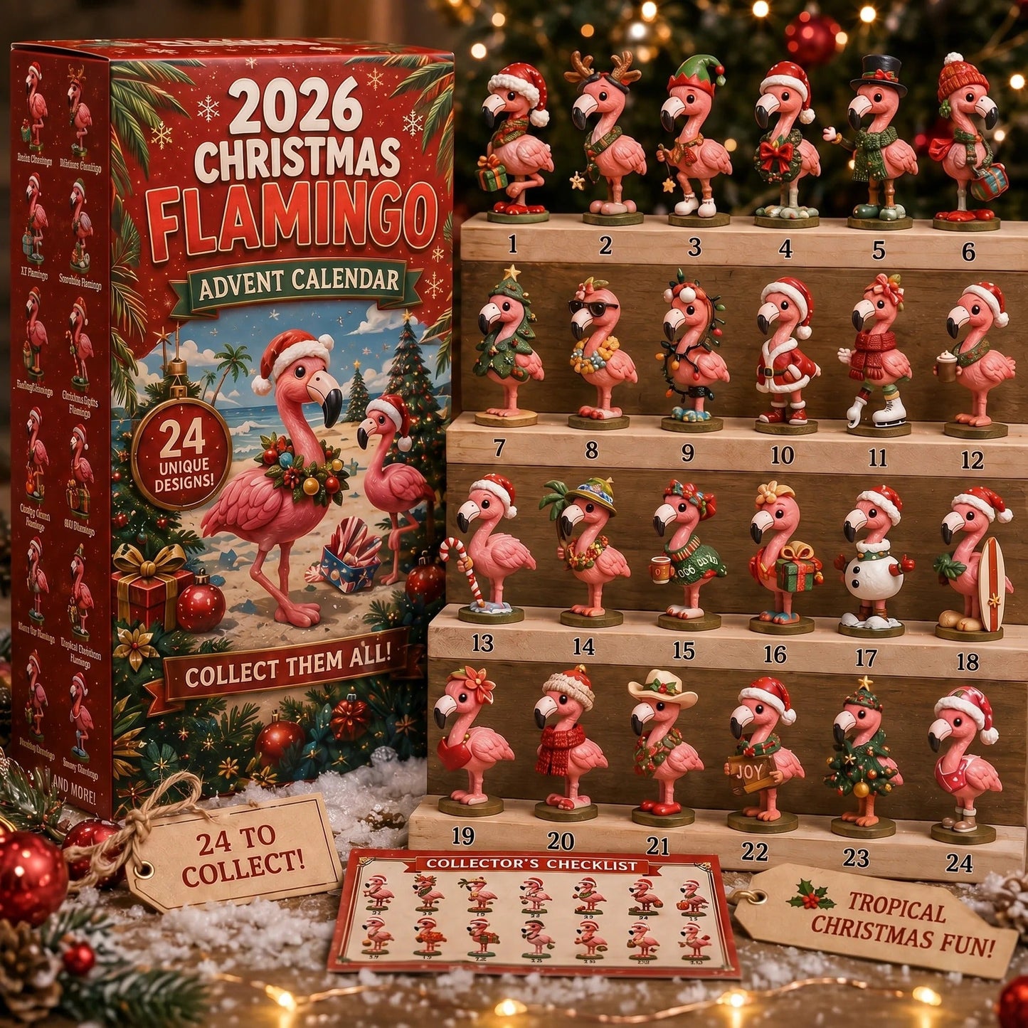 Christmas Flamingo Advent Calendar 2026 – 24 Festive Flamingos