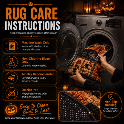 🎃3D Skeleton Vortex Quilted Round Halloween Rug