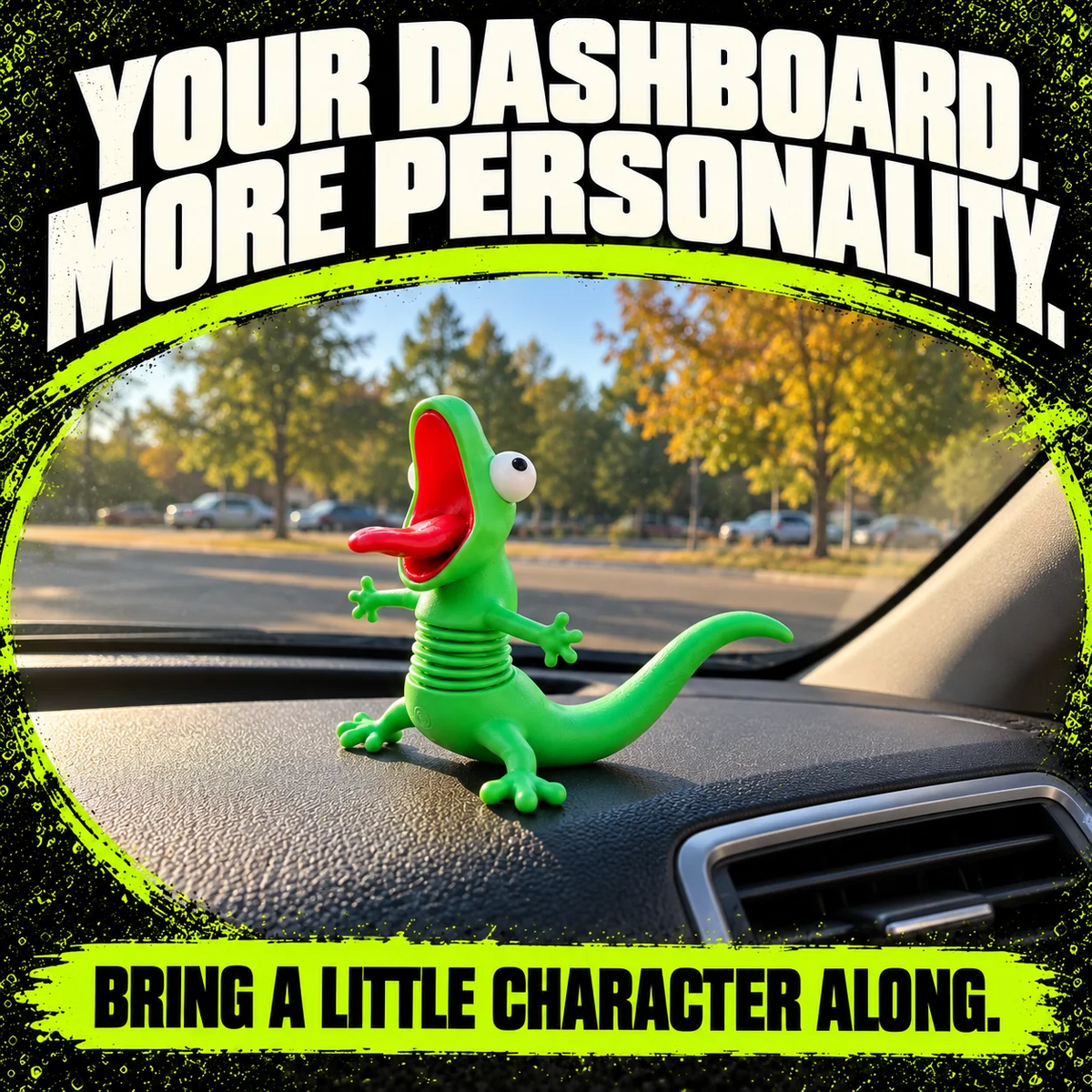 🦎🏍Wobbly Riding Buddy – Car & Motorcycle Decor