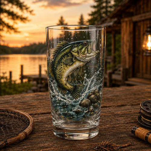 🎣 The Last Cast Collection – 7-Piece Fishing Pint Glass Gift Set for Fishermen