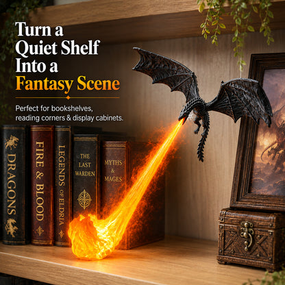 🔥 HOT SALE 🐉| 3D Fire-Breathing Dragon LED Display – Fantasy Bookshelf Decor with Glowing Flame