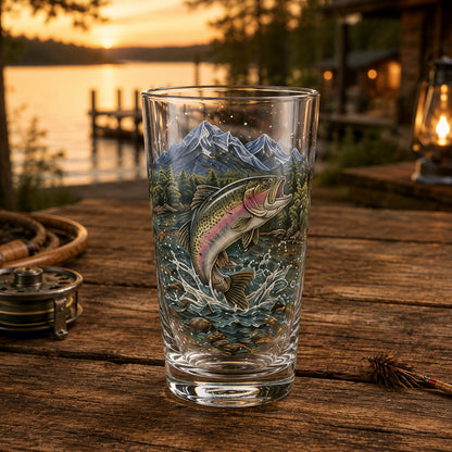 🎣 The Last Cast Collection – 7-Piece Fishing Pint Glass Gift Set for Fishermen