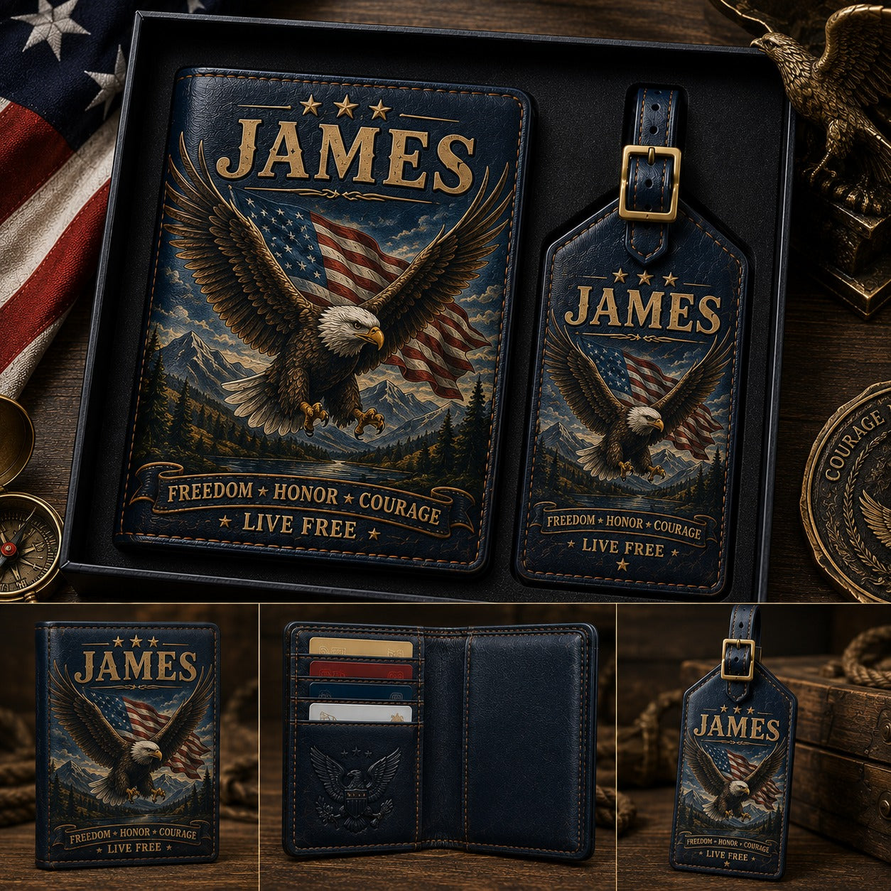 Personalised Men's Passport Cover and Luggage Tag Set — The Perfect Gift for Him