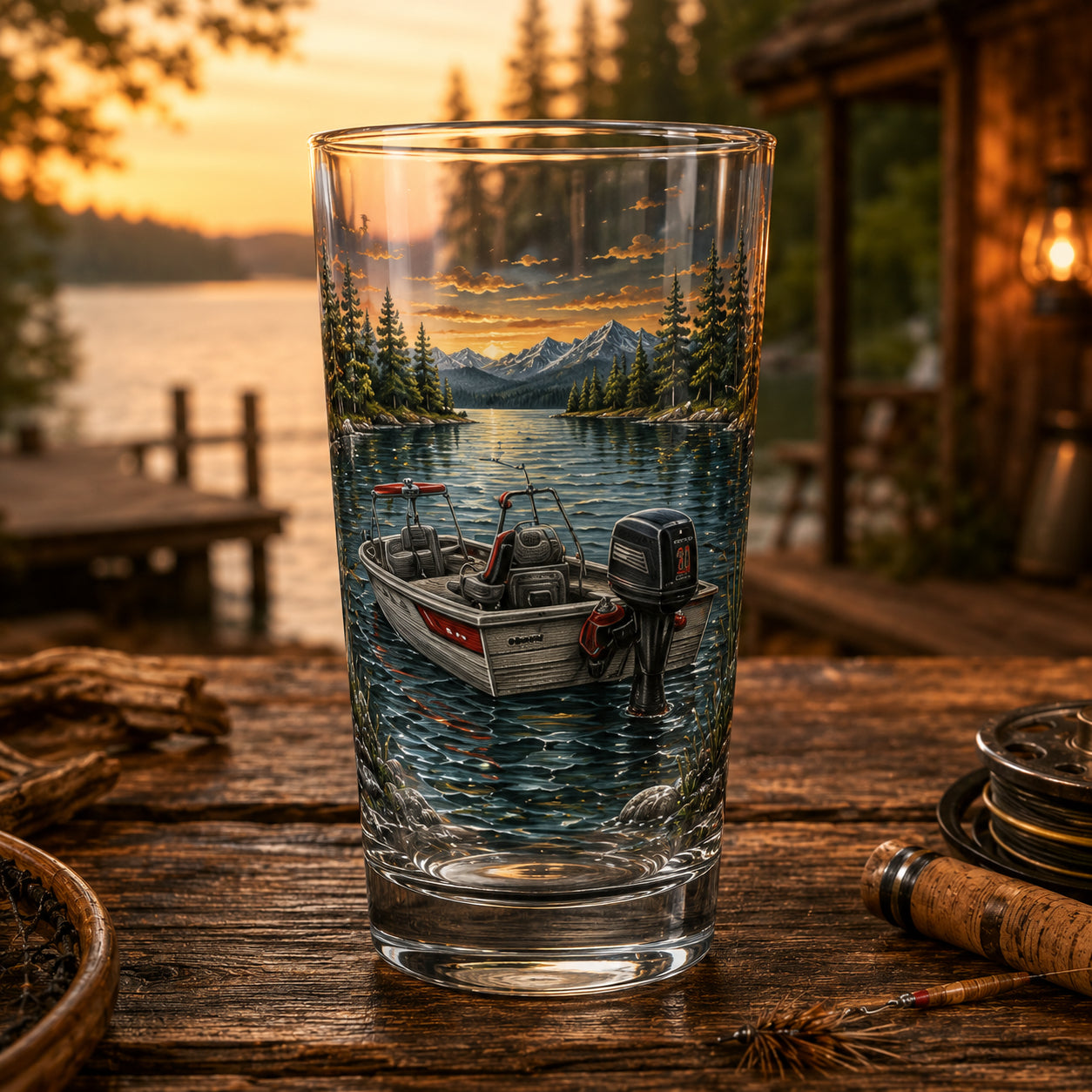 🎣 The Last Cast Collection – 7-Piece Fishing Pint Glass Gift Set for Fishermen
