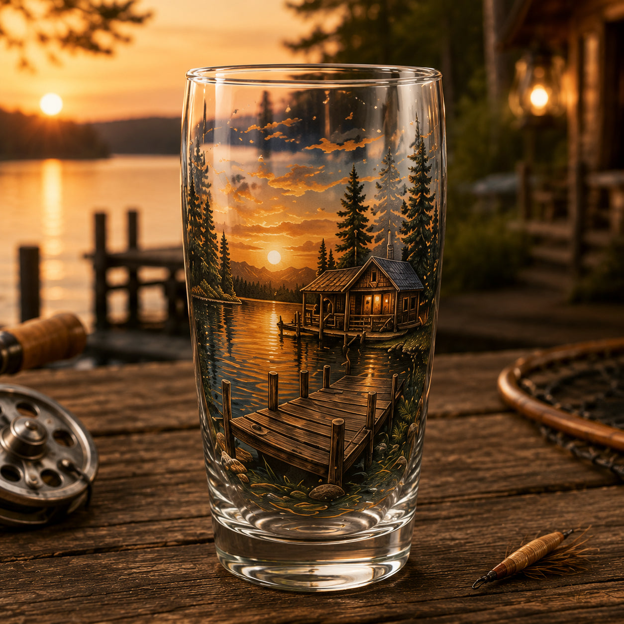 🎣 The Last Cast Collection – 7-Piece Fishing Pint Glass Gift Set for Fishermen
