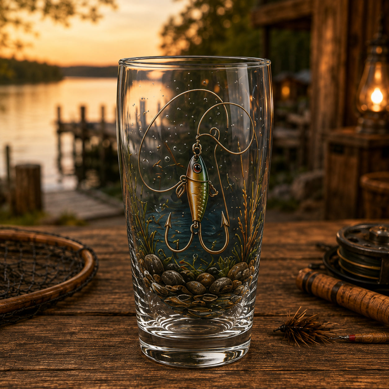 🎣 The Last Cast Collection – 7-Piece Fishing Pint Glass Gift Set for Fishermen