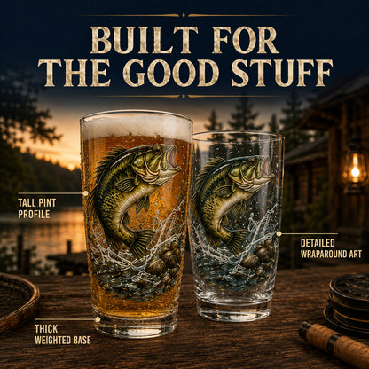 🎣 The Last Cast Collection – 7-Piece Fishing Pint Glass Gift Set for Fishermen