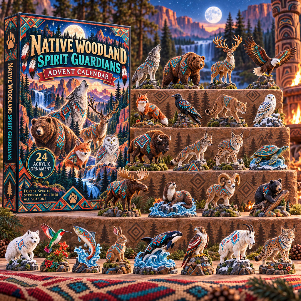 Collection of woodland wildlife designs including deer, bear, owl and wolf