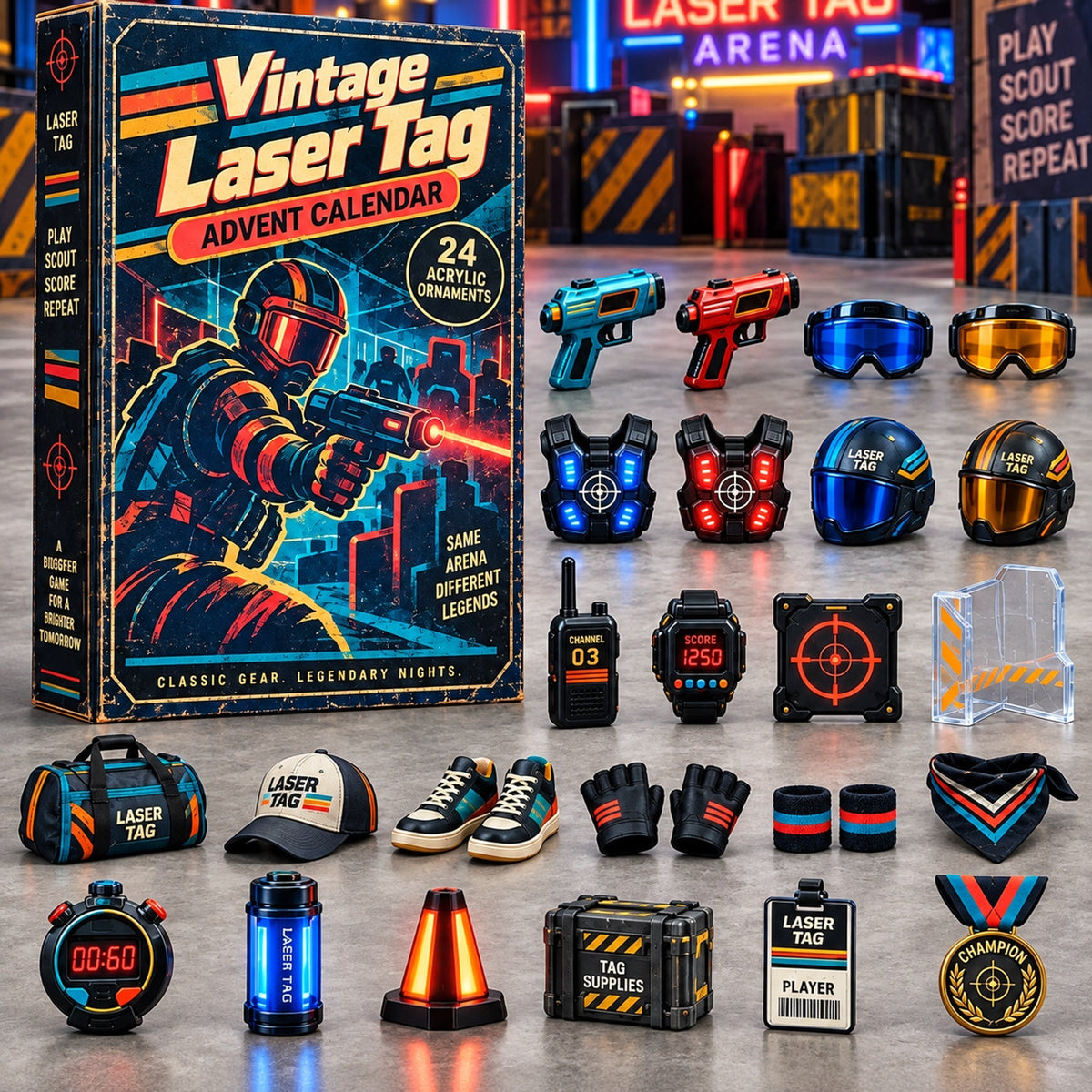 Vintage Laser Tag Advent Calendar full display