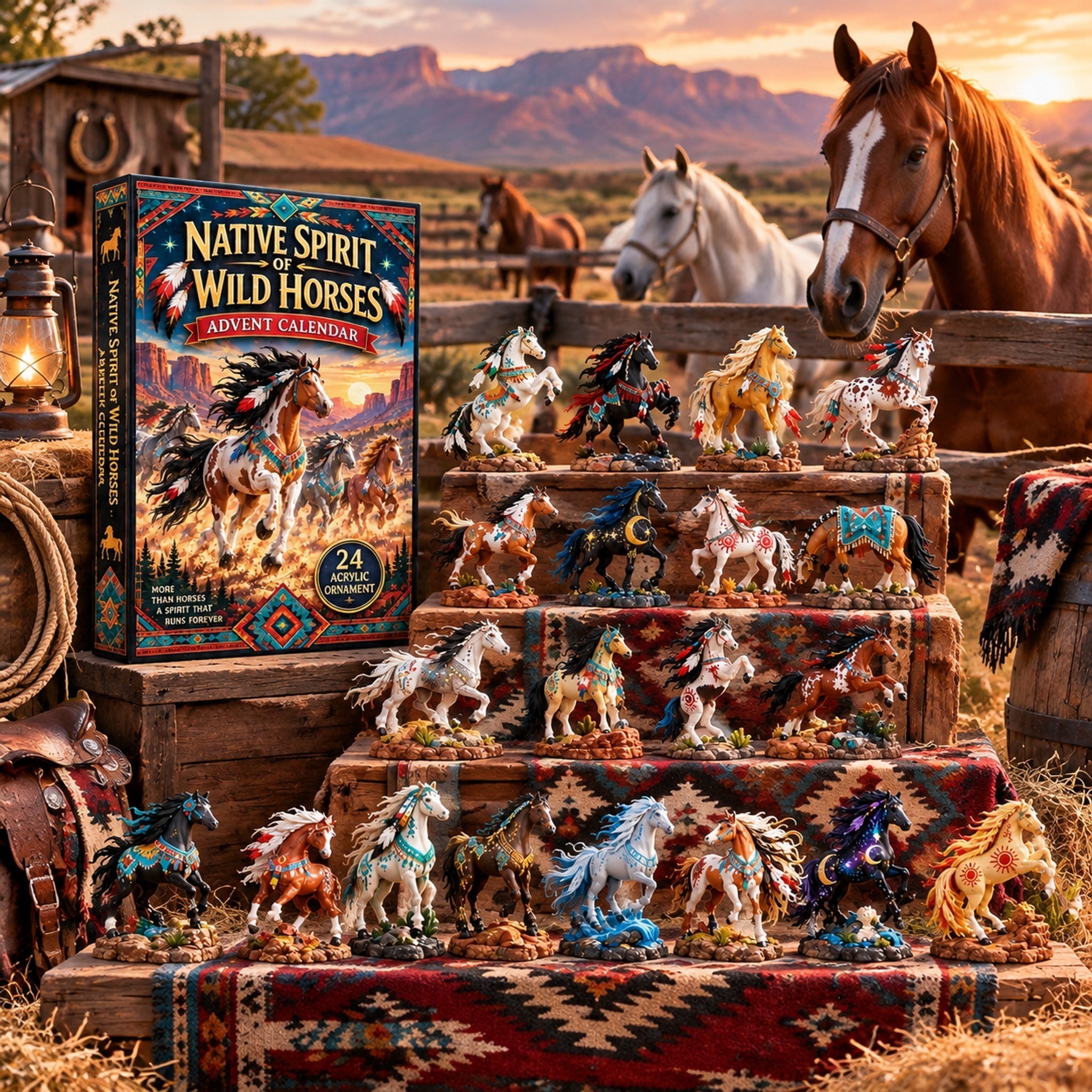 Wild horse themed Advent Calendar displayed in a ranch setting