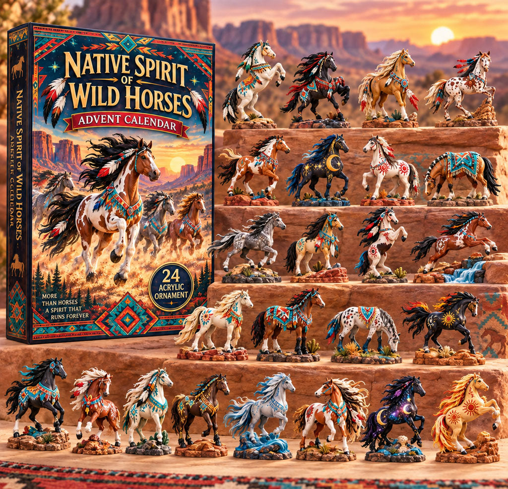 Complete horse-themed design collection displayed with Advent Calendar box