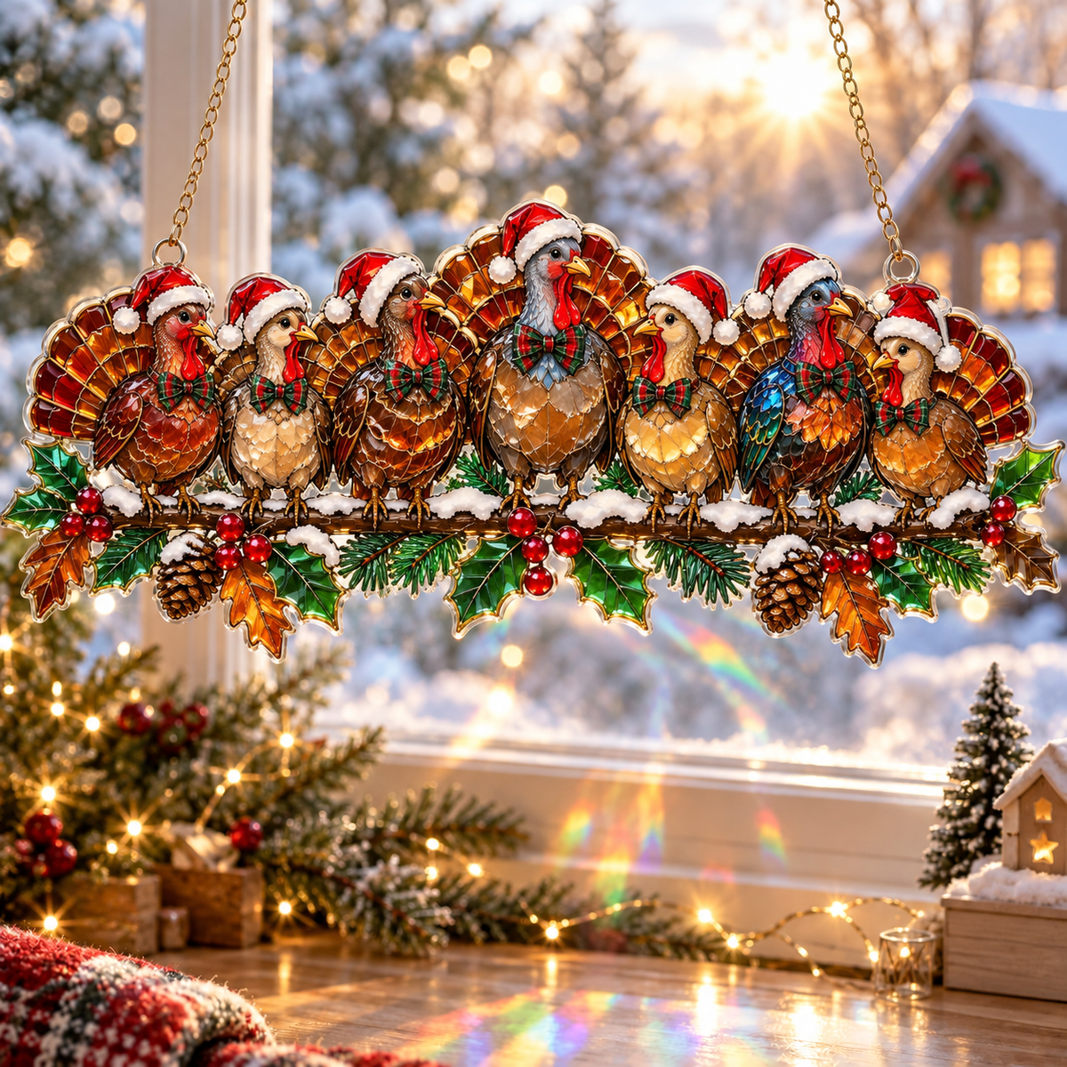✨ Whimsical Winter Suncatchers(11 types) | Shatterproof 'Stained-Glass' Acrylic Window Hangings 🎄