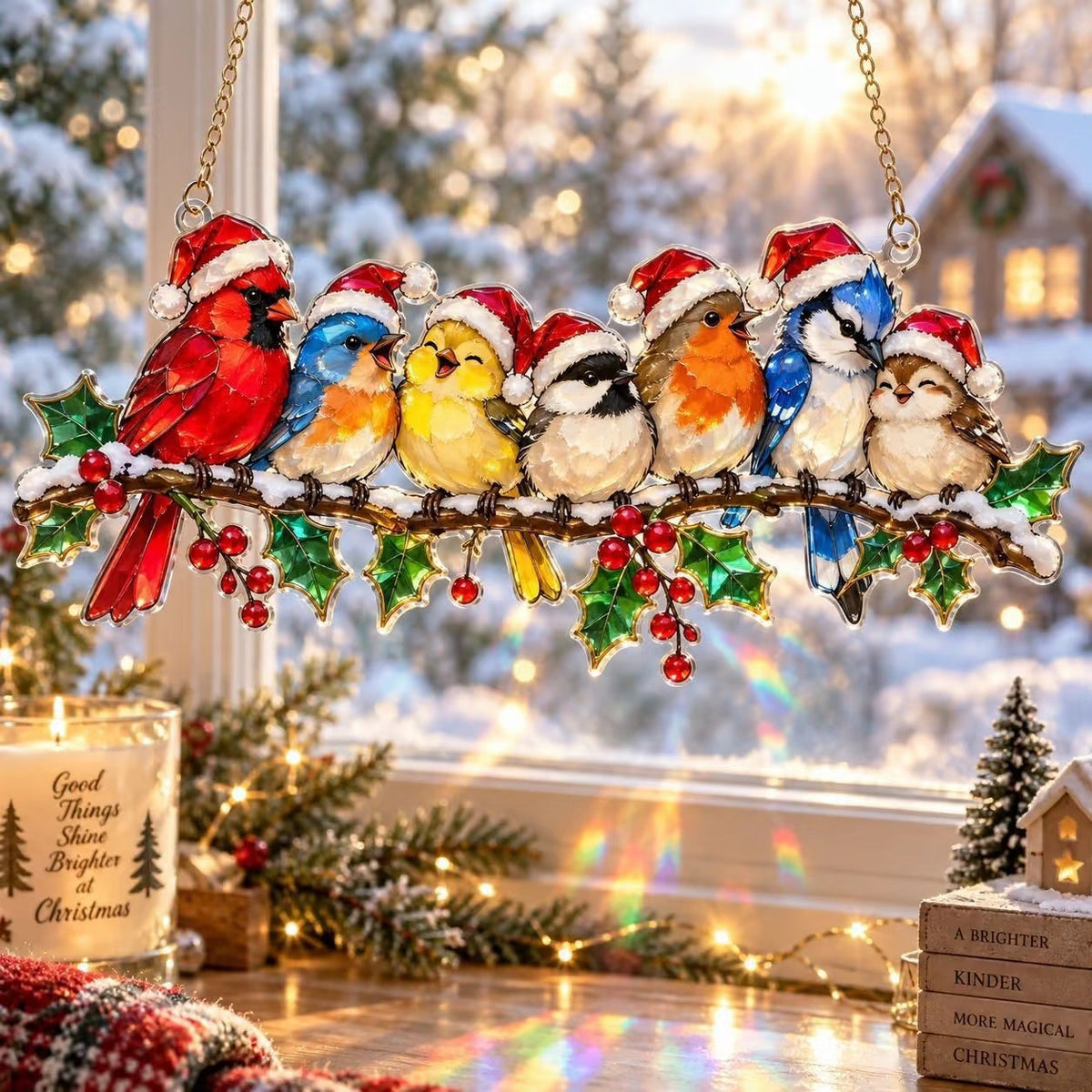 ✨ Whimsical Winter Suncatchers(11 types) | Shatterproof 'Stained-Glass' Acrylic Window Hangings 🎄