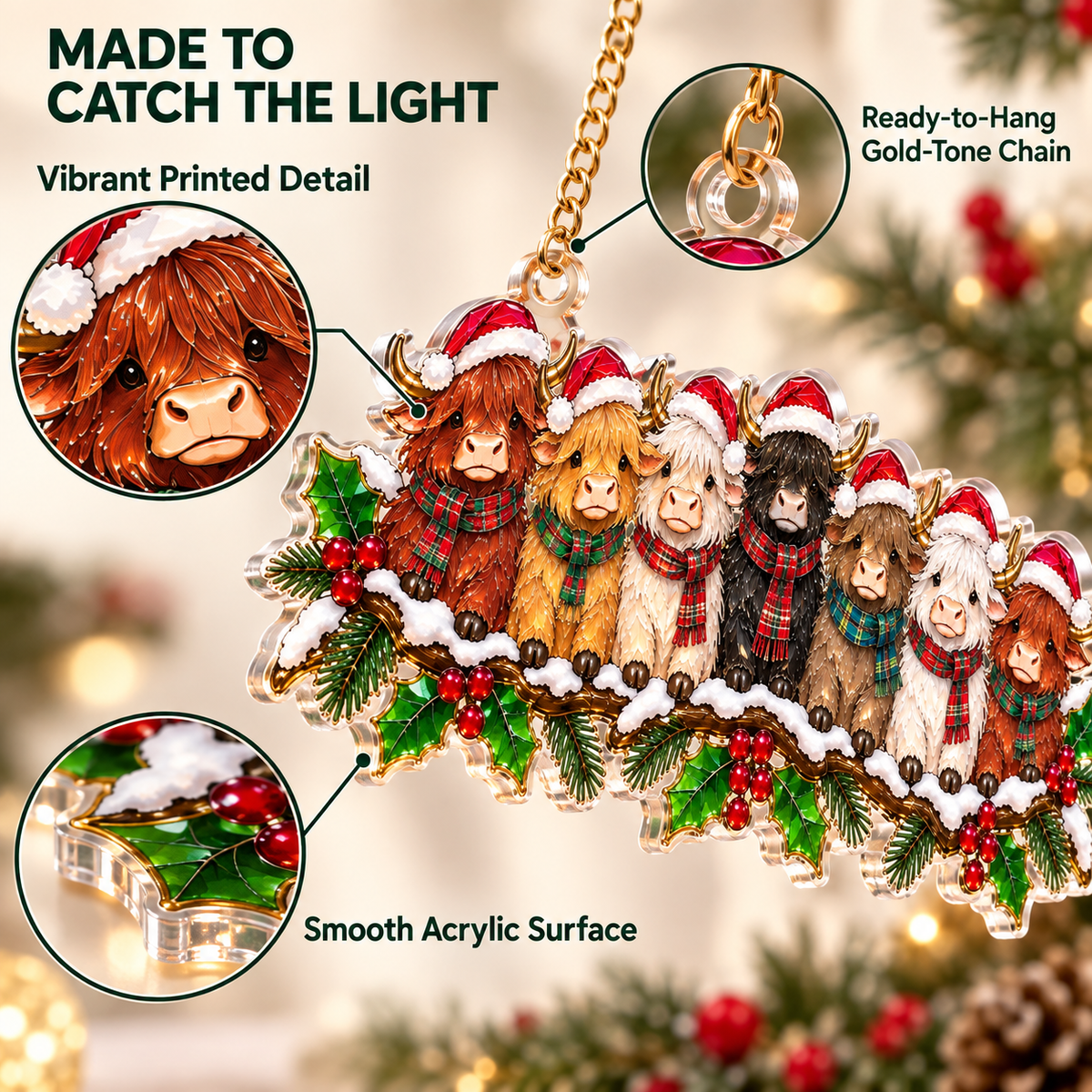 ✨ Whimsical Winter Suncatchers(11 types) | Shatterproof 'Stained-Glass' Acrylic Window Hangings 🎄