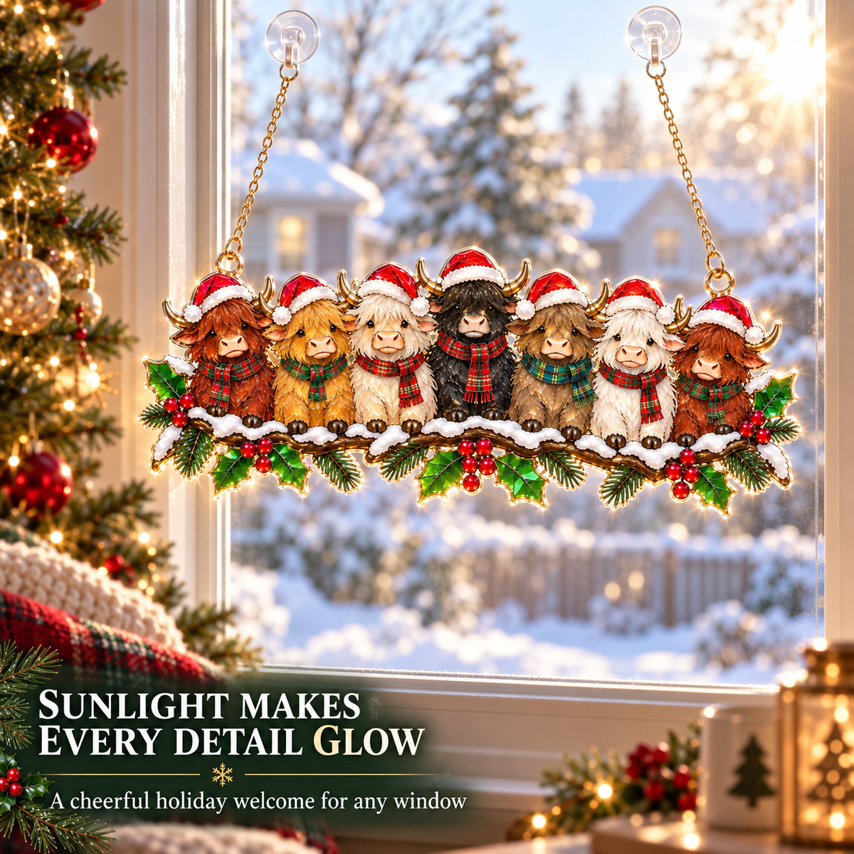 ✨ Whimsical Winter Suncatchers(11 types) | Shatterproof 'Stained-Glass' Acrylic Window Hangings 🎄