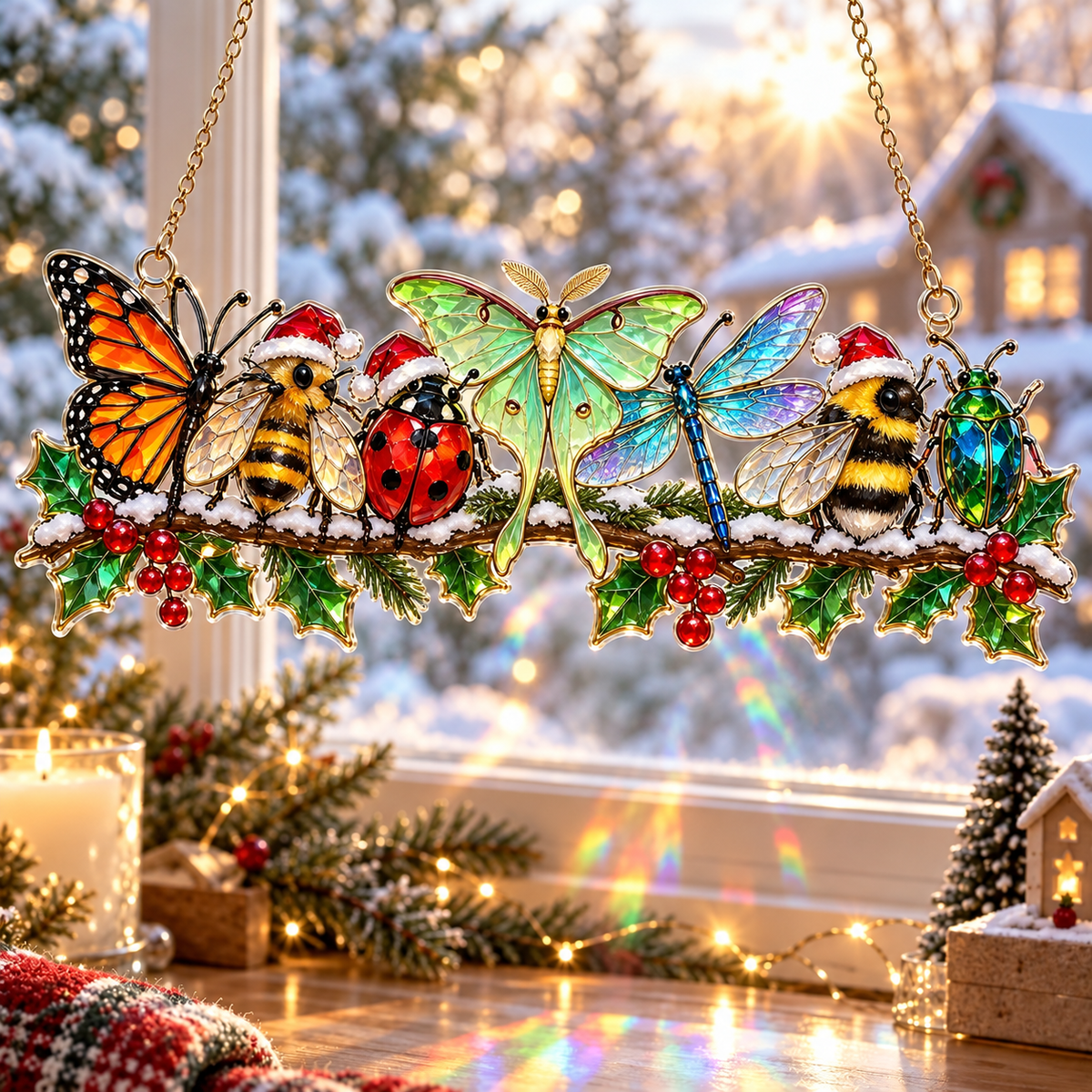 ✨ Whimsical Winter Suncatchers(11 types) | Shatterproof 'Stained-Glass' Acrylic Window Hangings 🎄