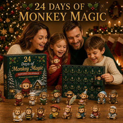 24 Days of Monkey Magic Advent Calendar – 24 Collectible Monkey Figurines Christmas Countdown Surprise Box
