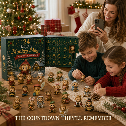 24 Days of Monkey Magic Advent Calendar – 24 Collectible Monkey Figurines Christmas Countdown Surprise Box