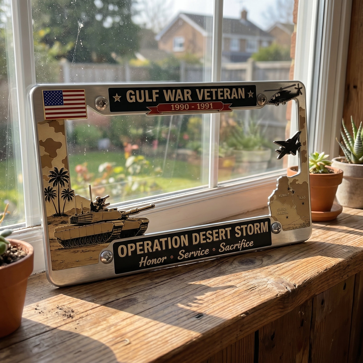 Gulf War Veteran License Plate Frame-Show Your Pride Every Mile You Drive