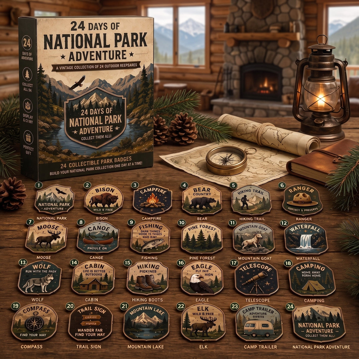 National Park Adventure Advent Calendar – 24 Vintage Collectible Badges