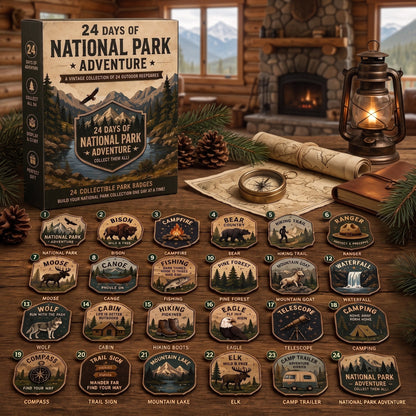 National Park Adventure Advent Calendar – 24 Vintage Collectible Badges
