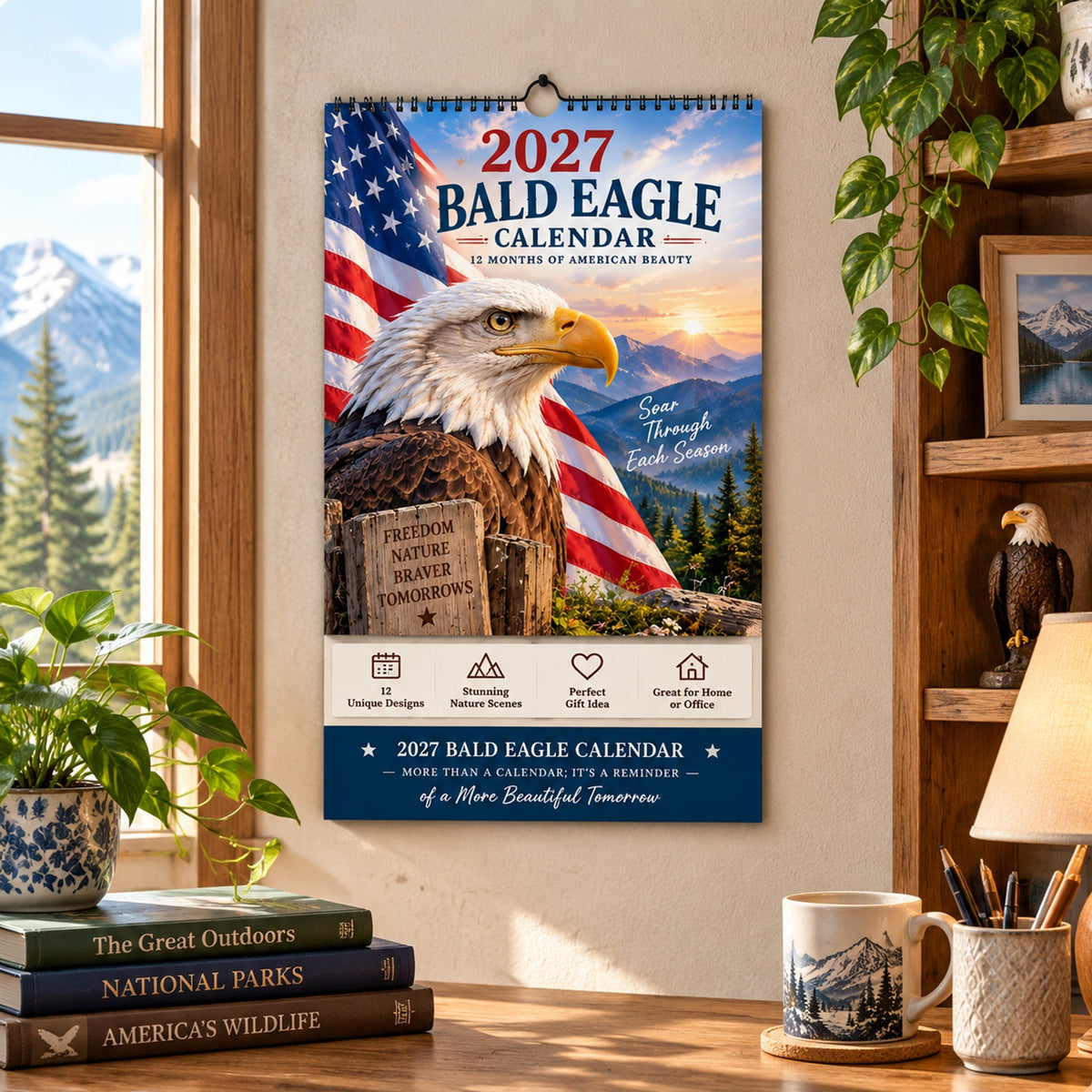 2027 Bald Eagle Wall Calendar display