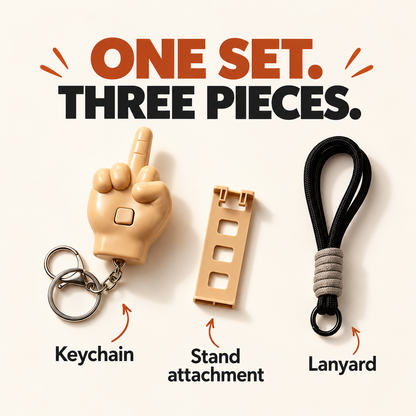 😂 2 PCS Press-to-Pop Middle Finger Keychain & Phone Stand Set