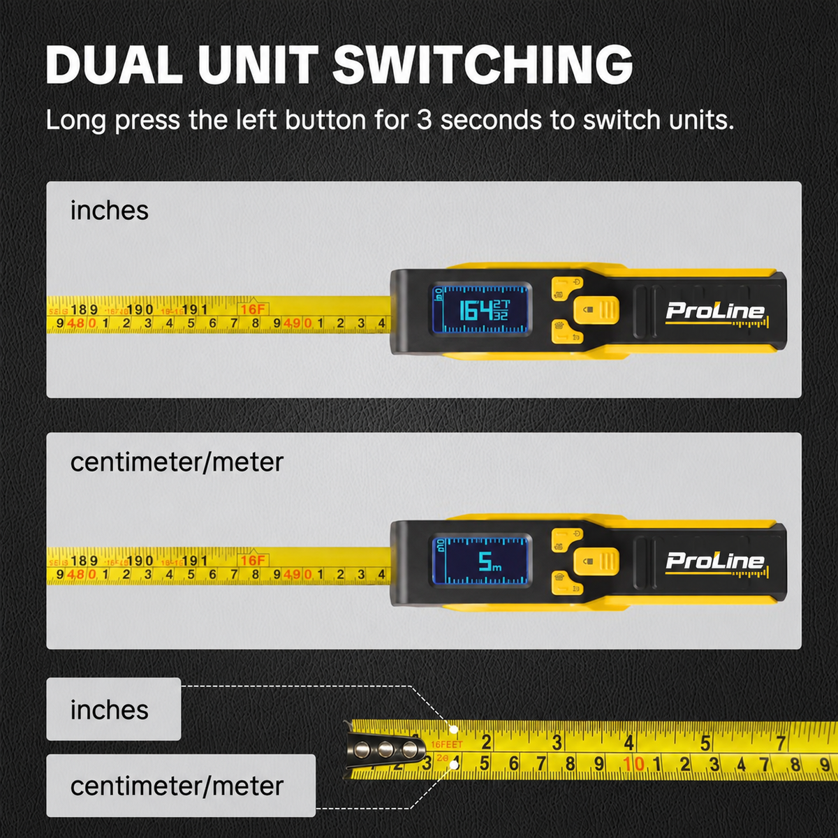 ProLine Digital Laser Tape Measure