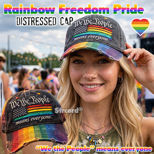 Sfrcord® Rainbow Freedom Pride Distressed Cap