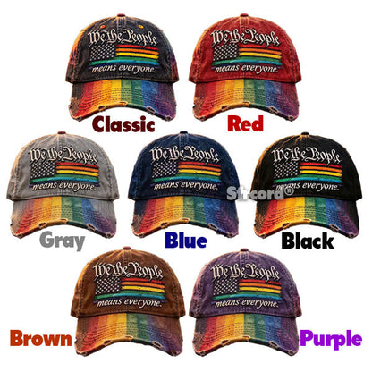 Sfrcord® Rainbow Freedom Pride Distressed Cap