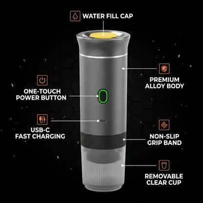Portable Espresso Coffee Maker – 15-Bar Rechargeable Travel Coffee Machine