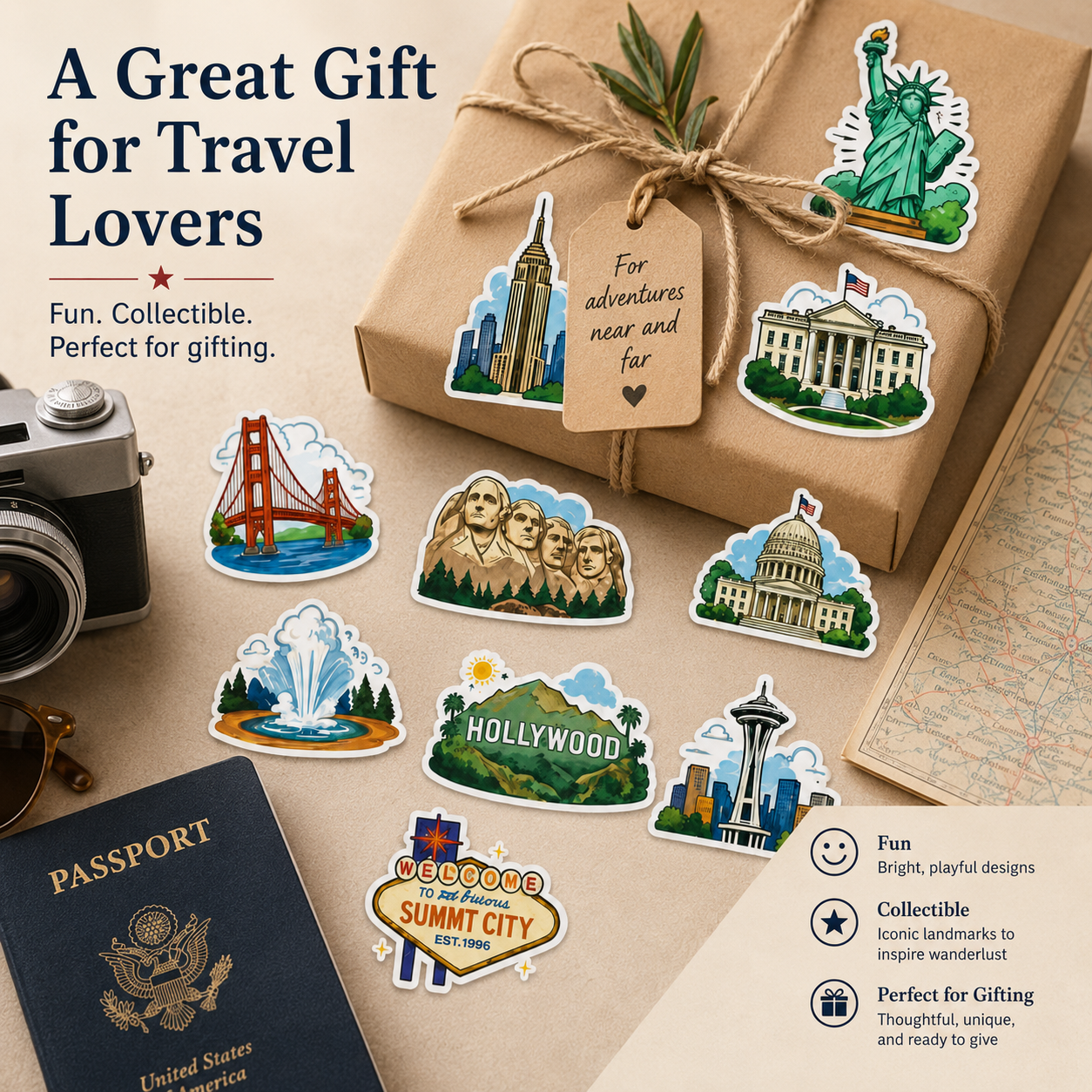 🗽USA Landmark Travel Stickers