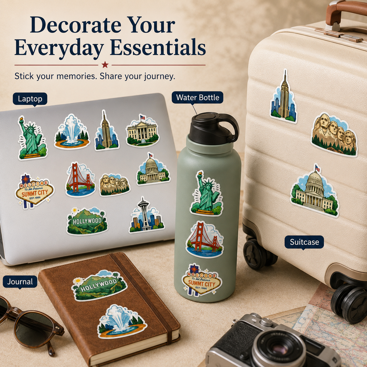 🗽USA Landmark Travel Stickers