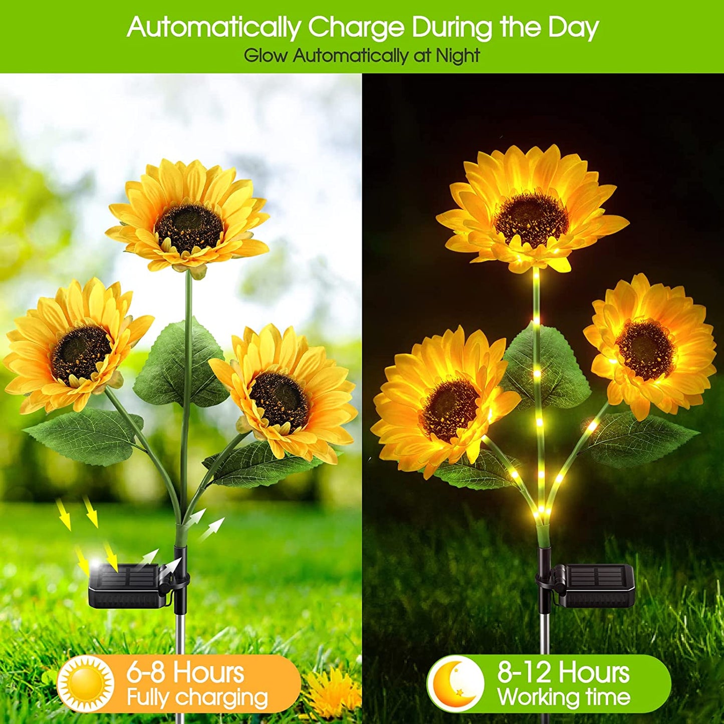 Solar Sunflower Garden Stake Lights 🌻 | Waterproof 🌧️ | No Wiring💡