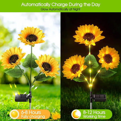 Solar Sunflower Garden Stake Lights 🌻 | Waterproof 🌧️ | No Wiring💡