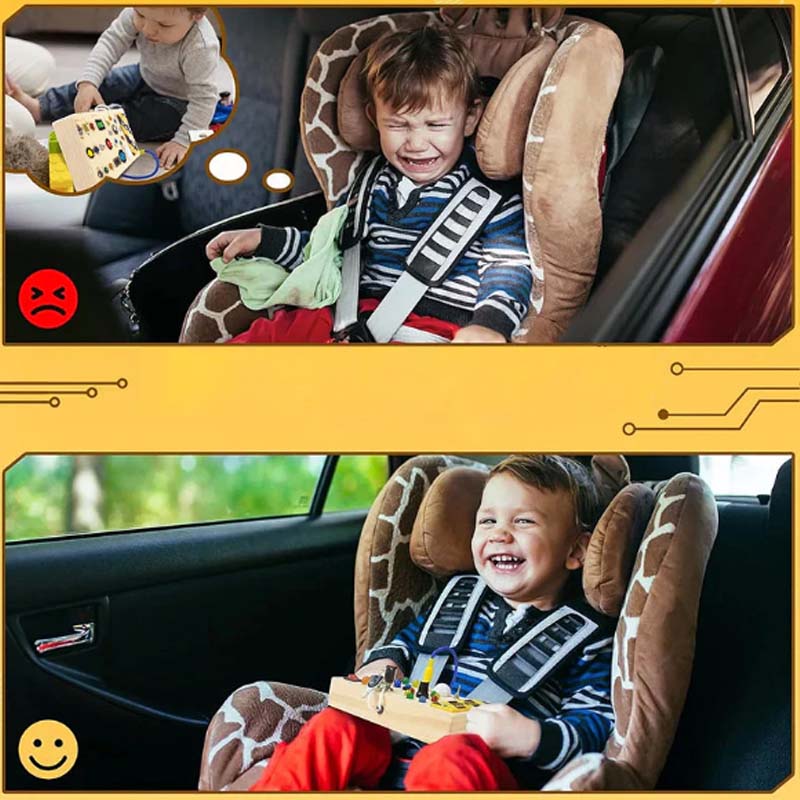 LED Wooden Busy Board – Switch & Button Sensory Activity Toy