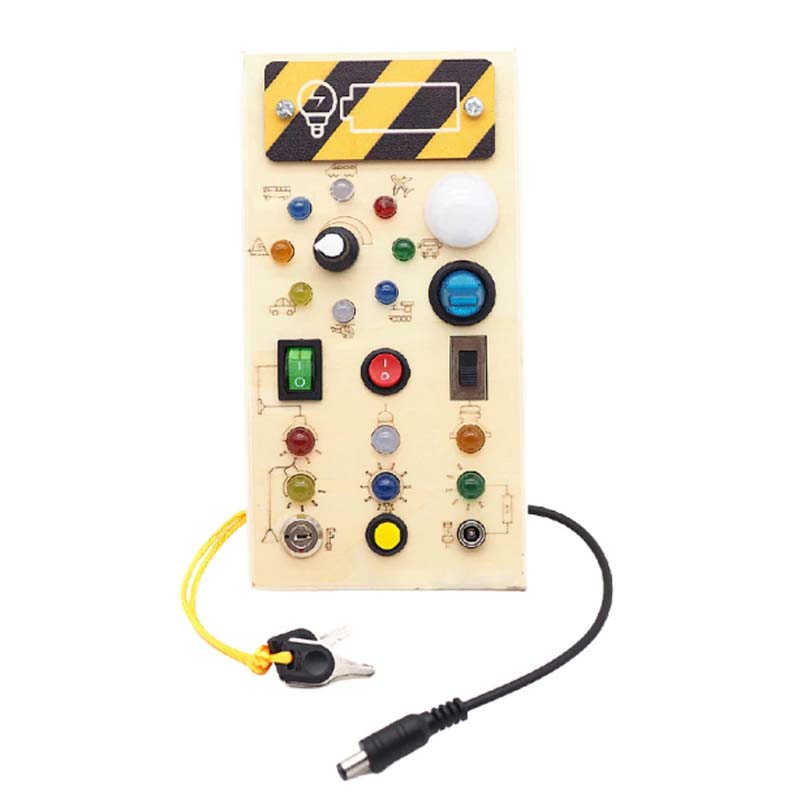 LED Wooden Busy Board – Switch & Button Sensory Activity Toy