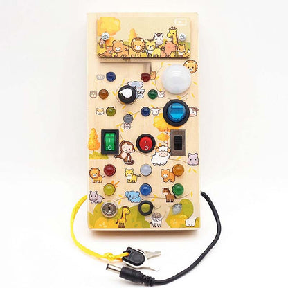 LED Wooden Busy Board – Switch & Button Sensory Activity Toy